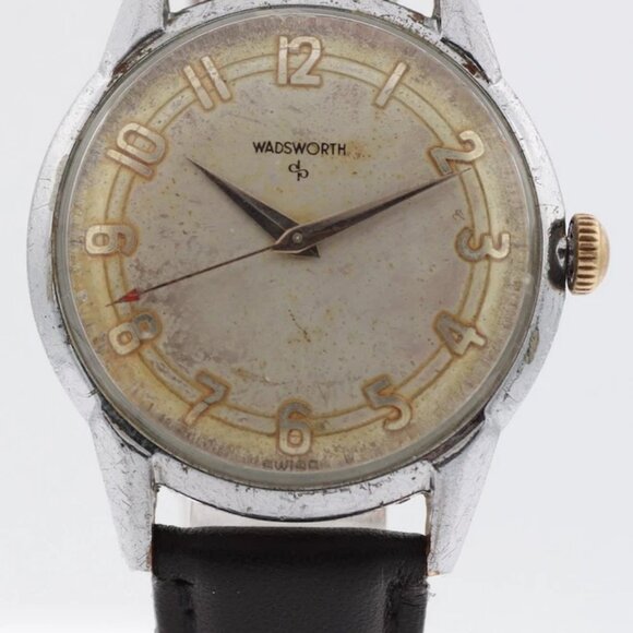Vintage Wadsworth 305 Dress Men\'s Mechanical Wristwatch Swiss Steel & Chrome